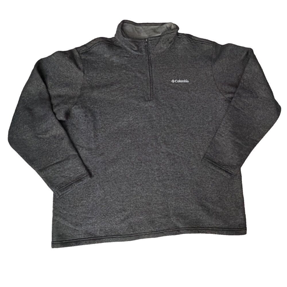 Columbia Mens Quarter Zip Pullover Size XXL Fleece Lined Gray Black